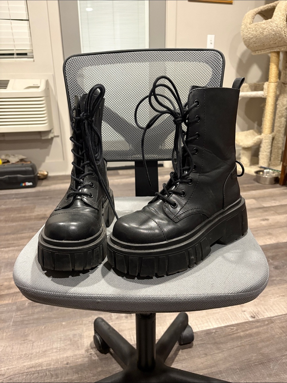 Current Mood Black Platform Lace-Up Combat Boots